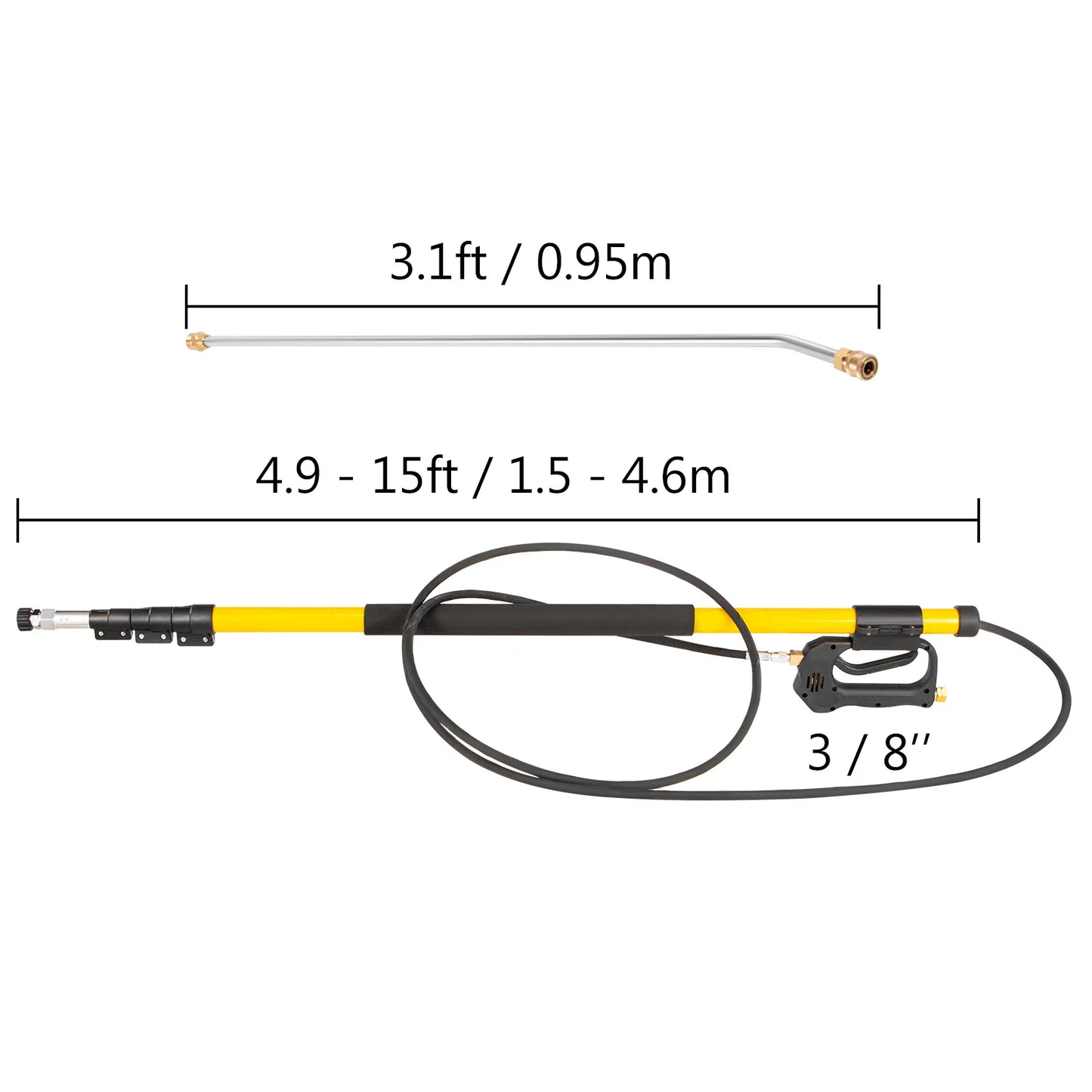 VEVOR 18 20ft Telescoping Pressure Washer Wand 4000psi with Strap Belt 3/8 Inch Quick Connector Extension Pole for Power Washer Spray