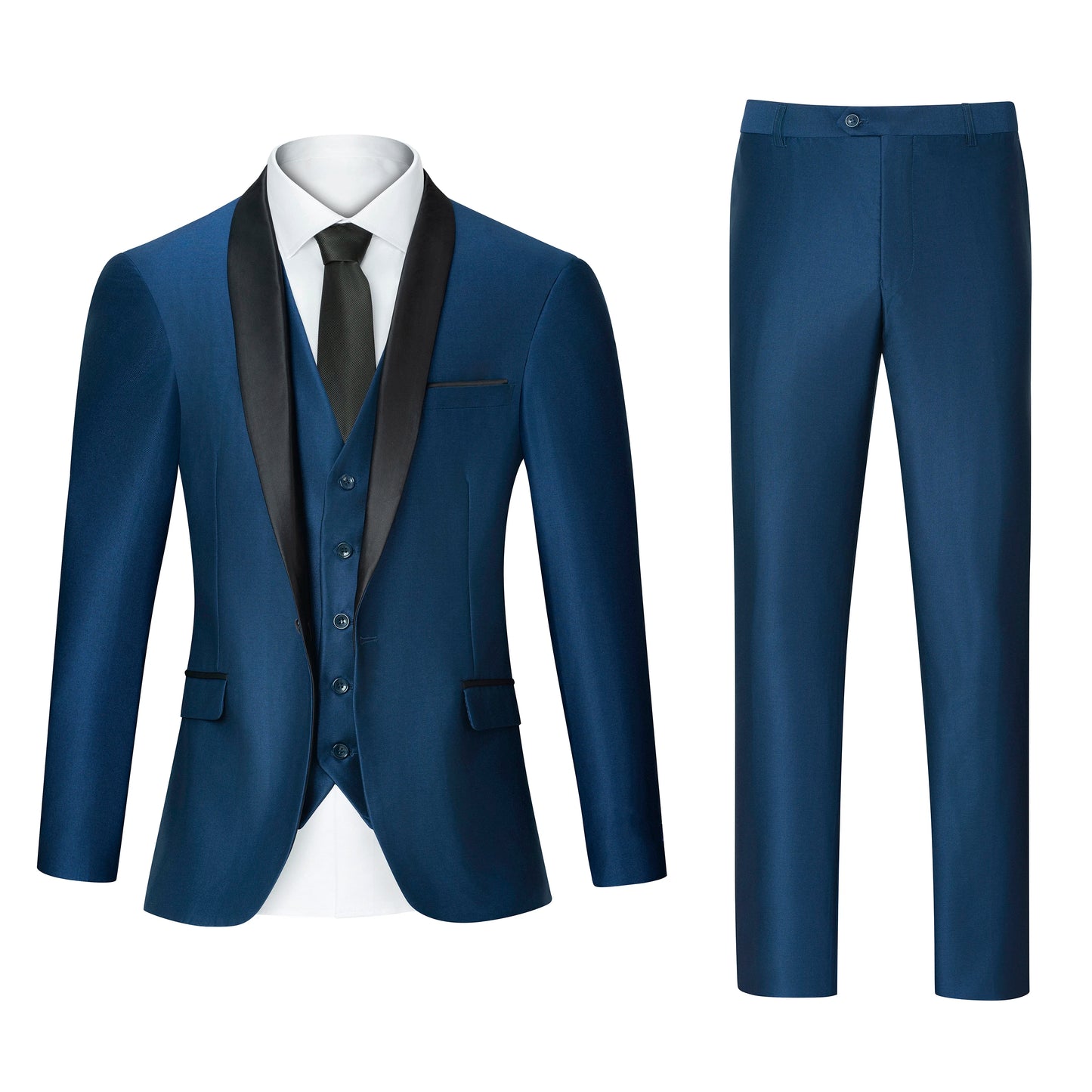 New Luxury Party Stage Men's Tuxedo 3 Piece Suit Set Jacket Trousers Vest Blazer Regular Fit