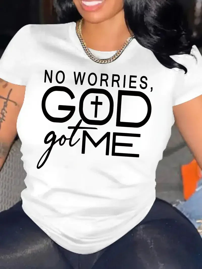 90s Y2K Fashion Women’s God Got Me Inspirational Black T-Shirt Casual Crew Neck Tee Harajuku Style