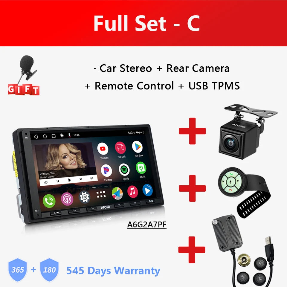 ATOTO A6 PF Universal 7 Inch Android Car Stereo Double Din Multimedia Player Wireless Carplay Screen Display Android Bluetooth Radio