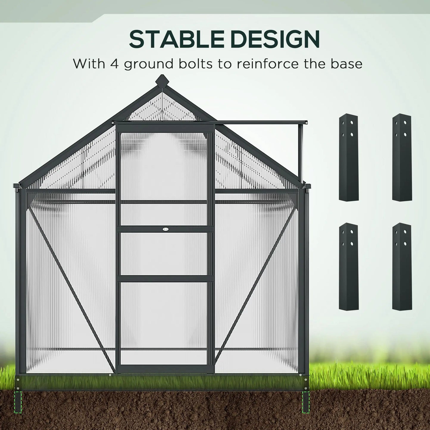 6 Foot X 6 Foot X 7 Foot Greenhouse Aluminum Frame Walk In Outdoor Plant Garden Polycarbonate