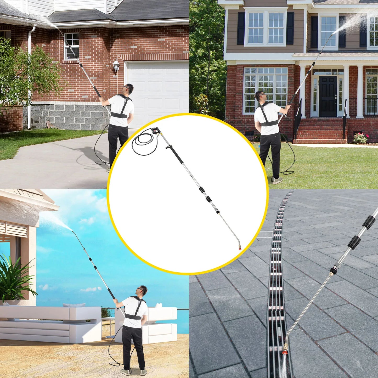 VEVOR 18 20ft Telescoping Pressure Washer Wand 4000psi with Strap Belt 3/8 Inch Quick Connector Extension Pole for Power Washer Spray