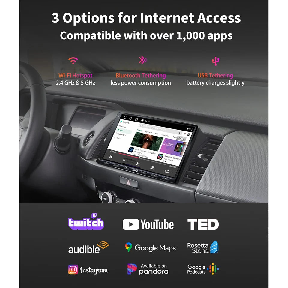 ATOTO A6 PF Universal 7 Inch Android Car Stereo Double Din Multimedia Player Wireless Carplay Screen Display Android Bluetooth Radio