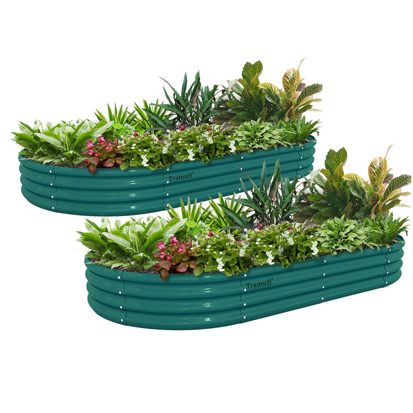 2 Pack 6x3x1 Foot Galvanized Raised Garden Bed Kit Oval Metal Planter Box Outdoor Planter Raised Beds for Vegetable Flower and Herbs