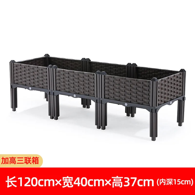 Plastic Raised Planter Box with Legs Elevated Garden Bed with Drainage Holes Propagation Container for Patio Balcony Gardening