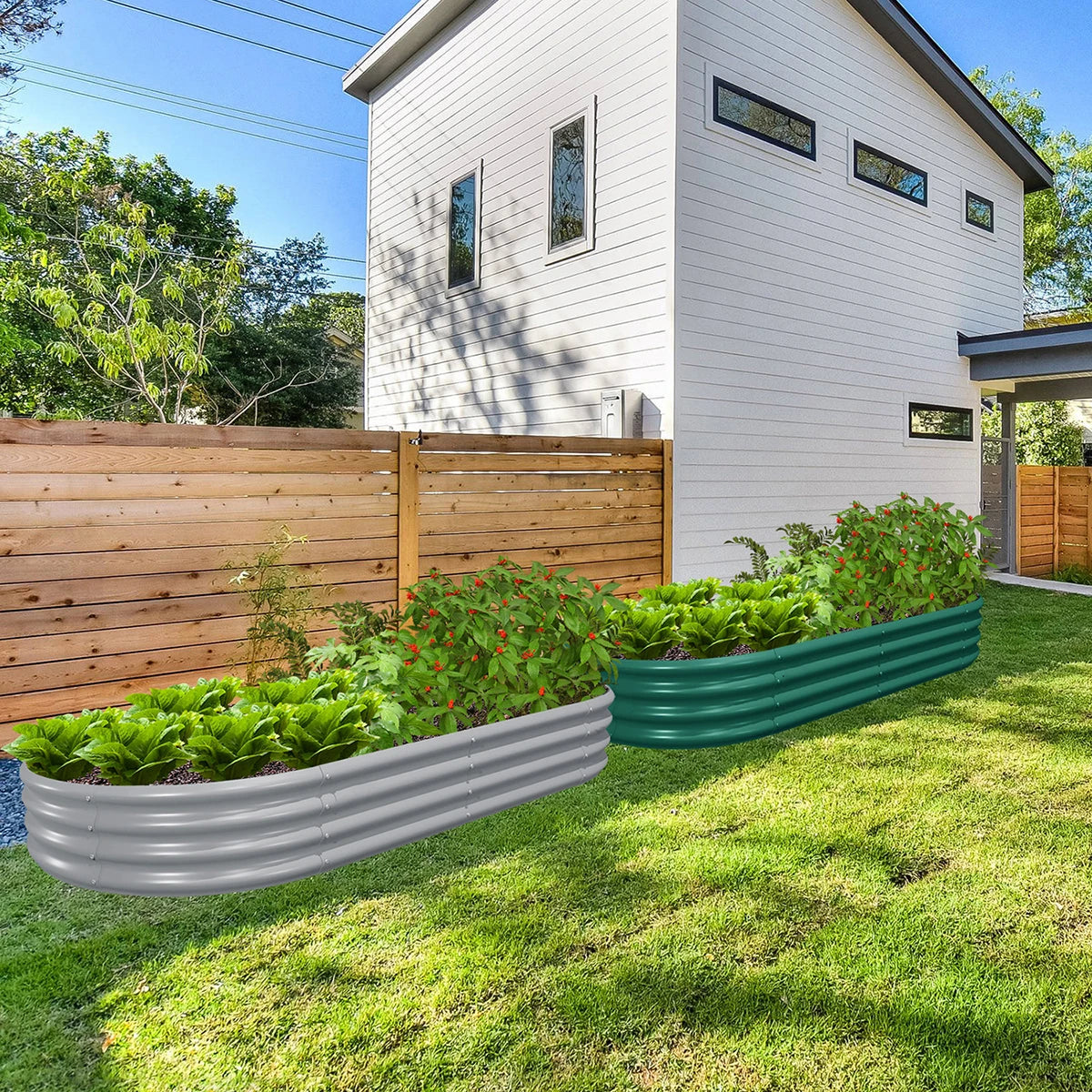 2 Pack 6x3x1 Foot Galvanized Raised Garden Bed Kit Oval Metal Planter Box Outdoor Planter Raised Beds for Vegetable Flower and Herbs