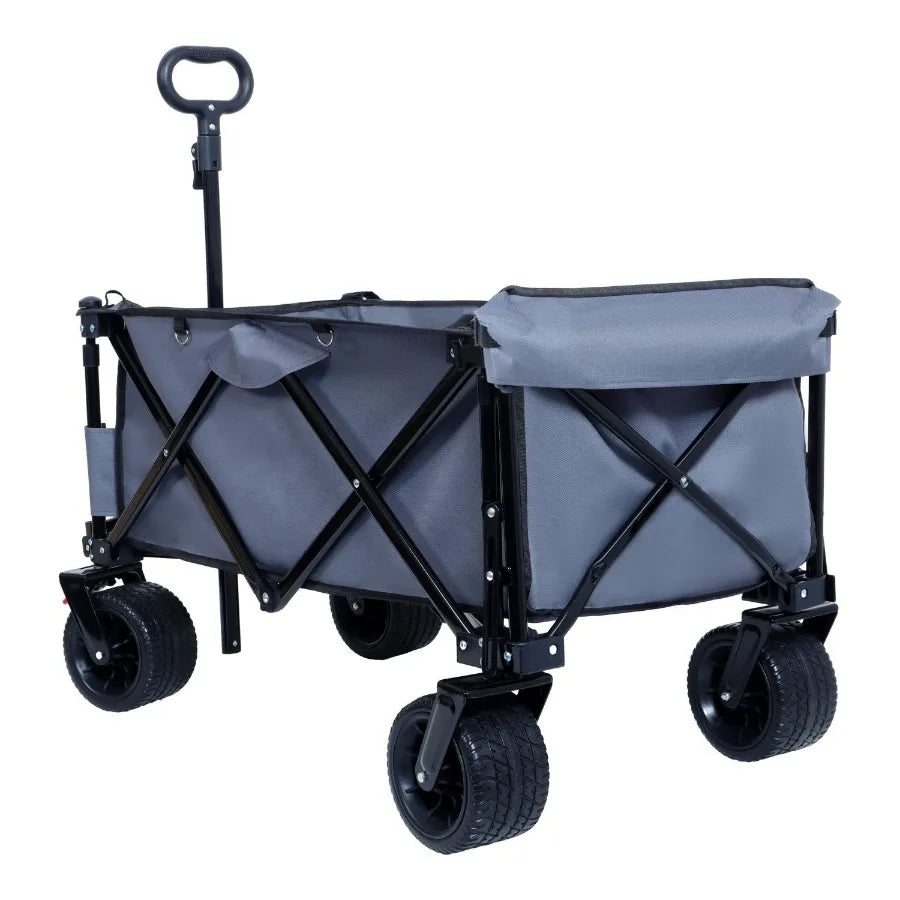 Foldable Wagon with Extended Tailgate Extra Long Extender Heavy Duty 400 Pounds All Terrain Beach Cart