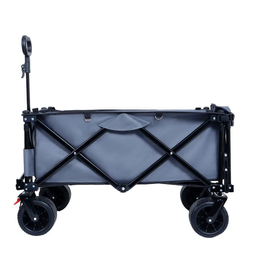 Foldable Wagon with Extended Tailgate Extra Long Extender Heavy Duty 400 Pounds All Terrain Beach Cart