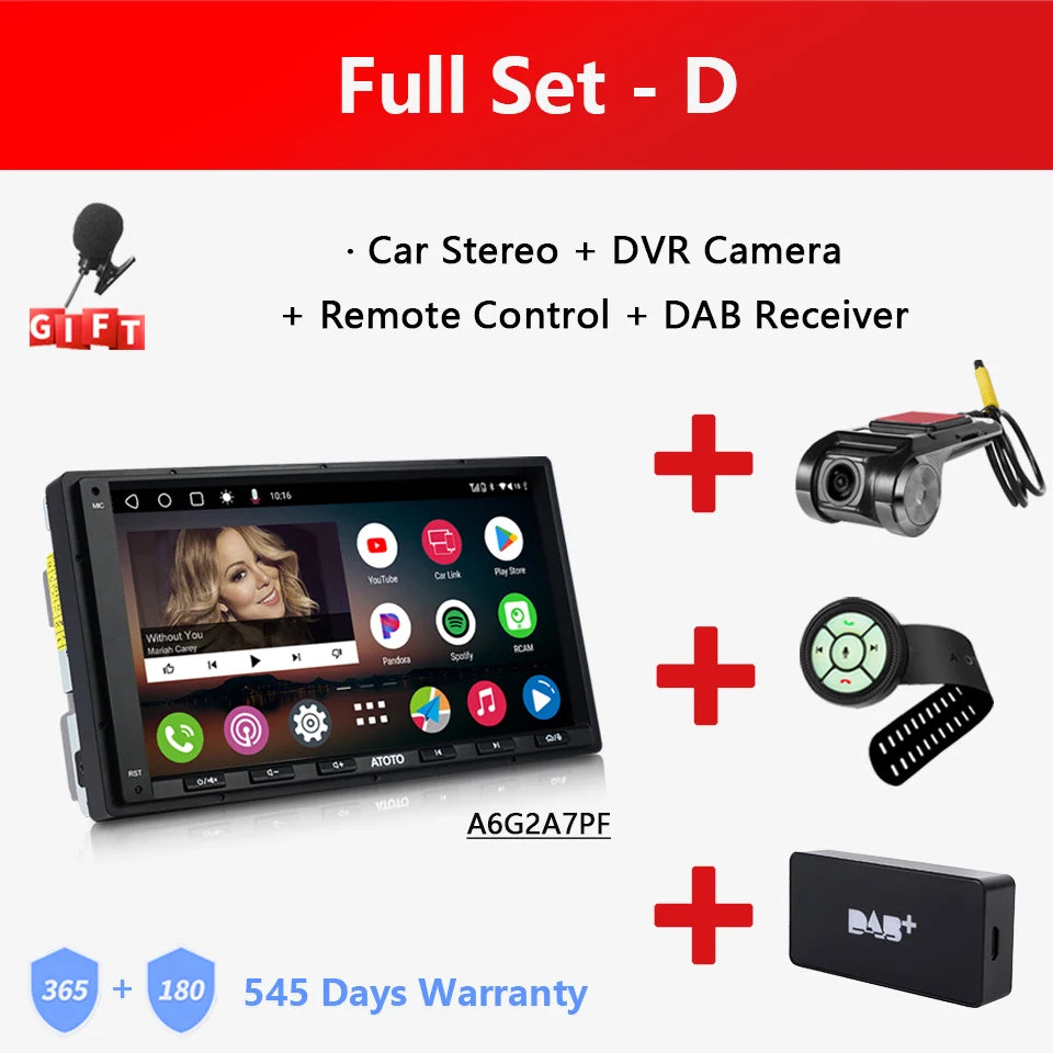 ATOTO A6 PF Universal 7 Inch Android Car Stereo Double Din Multimedia Player Wireless Carplay Screen Display Android Bluetooth Radio