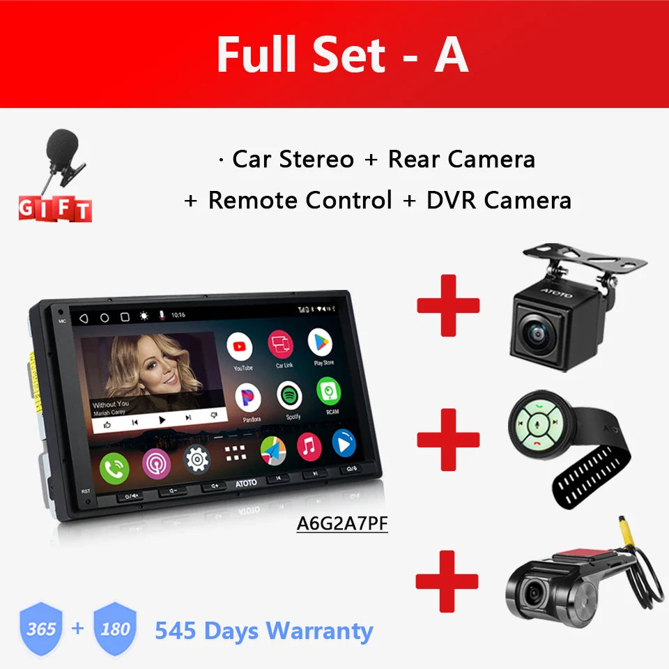 ATOTO A6 PF Universal 7 Inch Android Car Stereo Double Din Multimedia Player Wireless Carplay Screen Display Android Bluetooth Radio