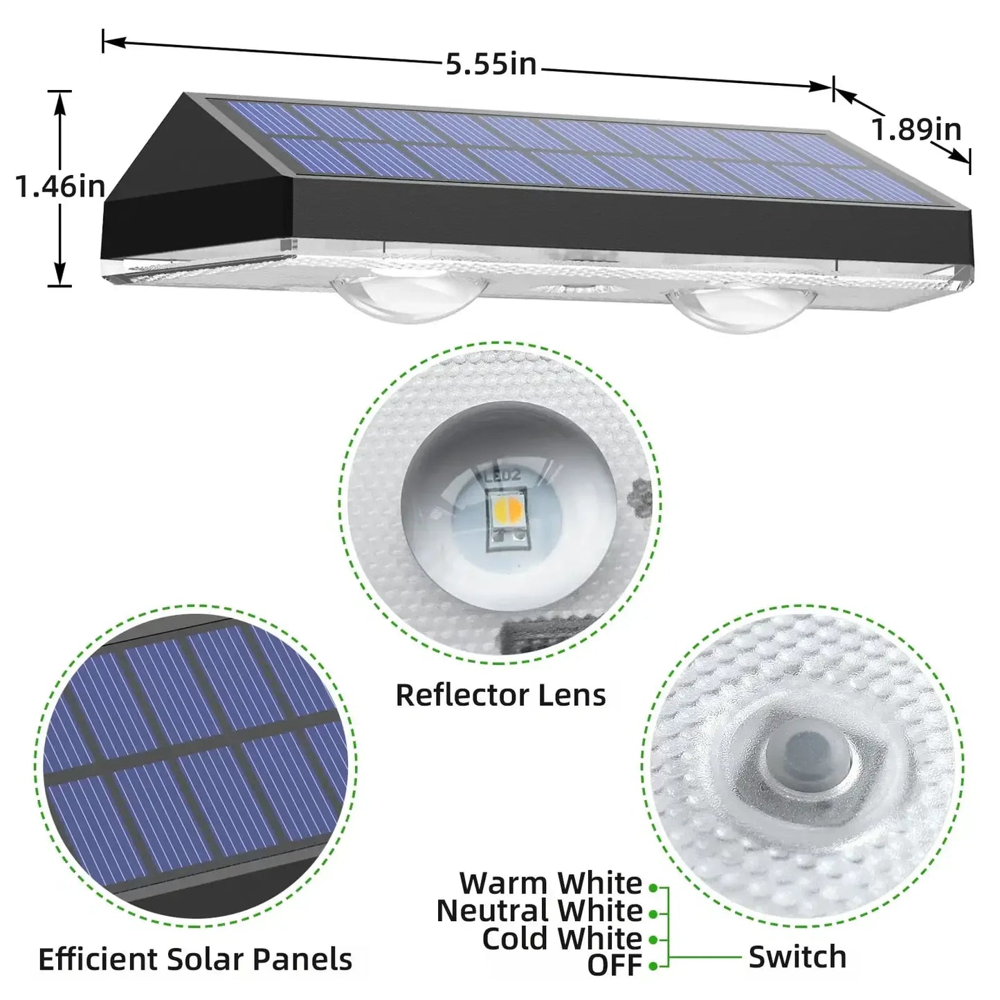 Solar Fence Lights Outdoor IP65 Waterproof 3 Mode Solar Deck Lights for Yard Railing Step Patio Stair and Wall 6 Pack
