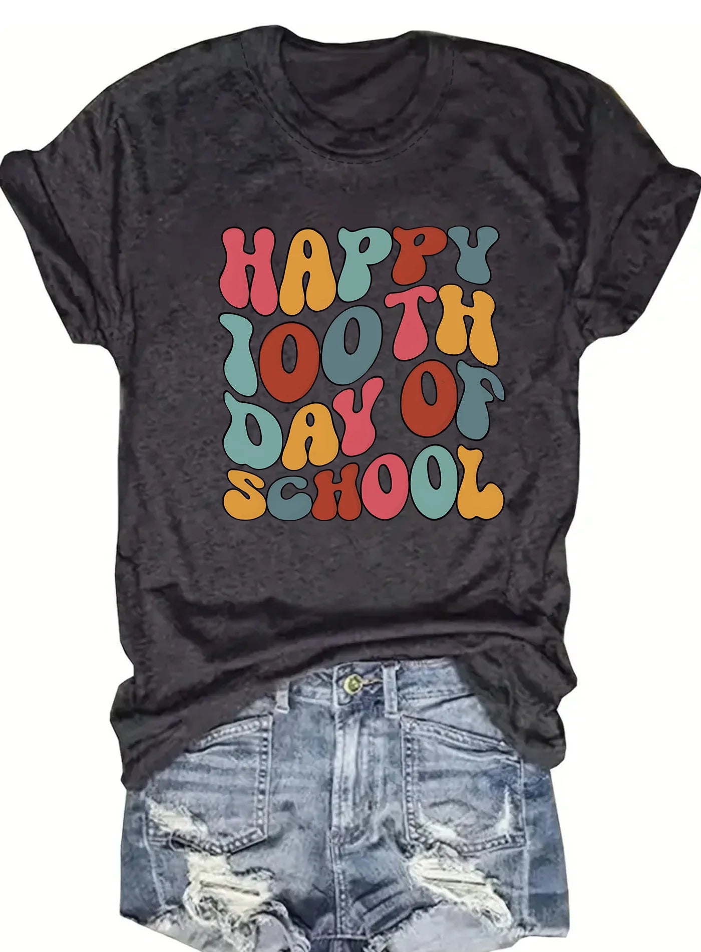 Spring and Summer Christmas Printed T-Shirt Casual Short Sleeve Round Neck Women's Fashion Top