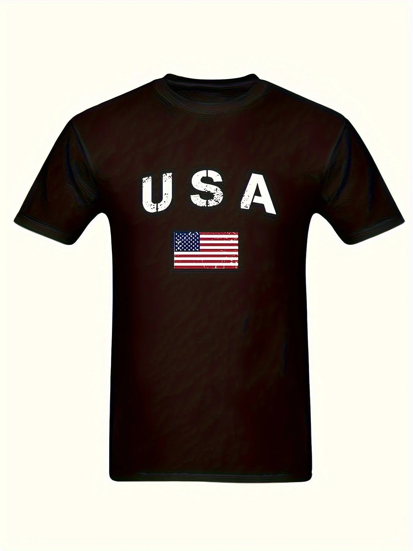 Men's American Flag USA Letter Print T-Shirt 100 Percent Cotton Crew Neck Short Sleeve Tee Casual Streetwear