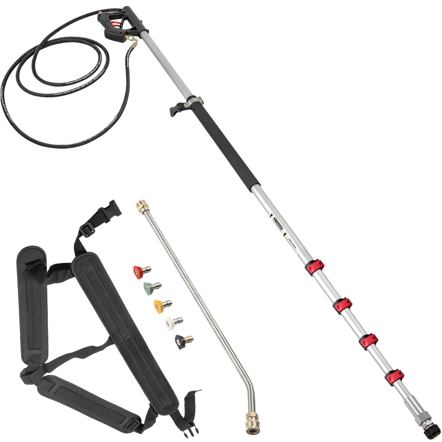VEVOR 18 20ft Telescoping Pressure Washer Wand 4000psi with Strap Belt 3/8 Inch Quick Connector Extension Pole for Power Washer Spray