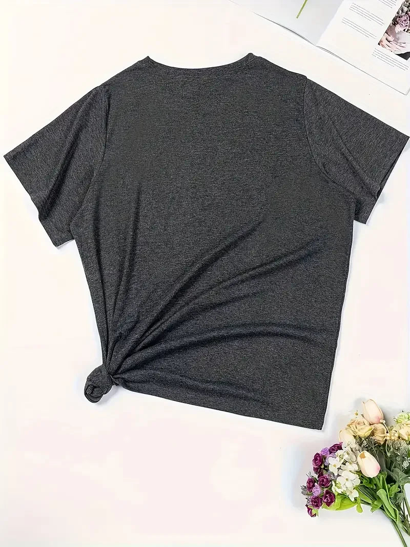 Spring and Summer Christmas Printed T-Shirt Casual Short Sleeve Round Neck Women's Fashion Top