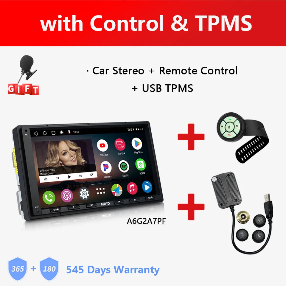 ATOTO A6 PF Universal 7 Inch Android Car Stereo Double Din Multimedia Player Wireless Carplay Screen Display Android Bluetooth Radio