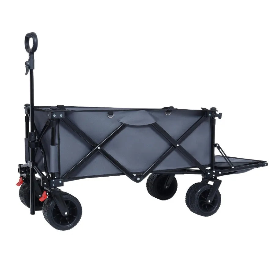 Foldable Wagon with Extended Tailgate Extra Long Extender Heavy Duty 400 Pounds All Terrain Beach Cart