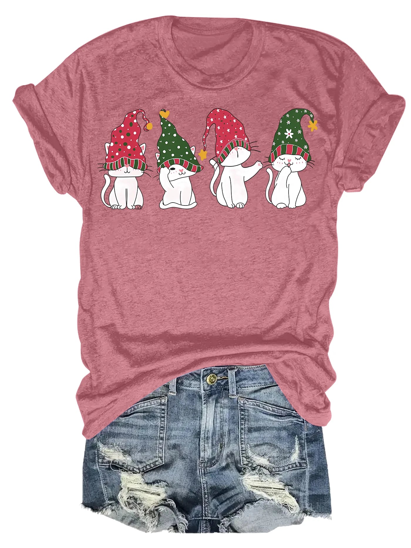 Spring And Summer Christmas Printed T Shirt Casual Short Sleeve Round Neck T Shirt Fashion Women's Clothing