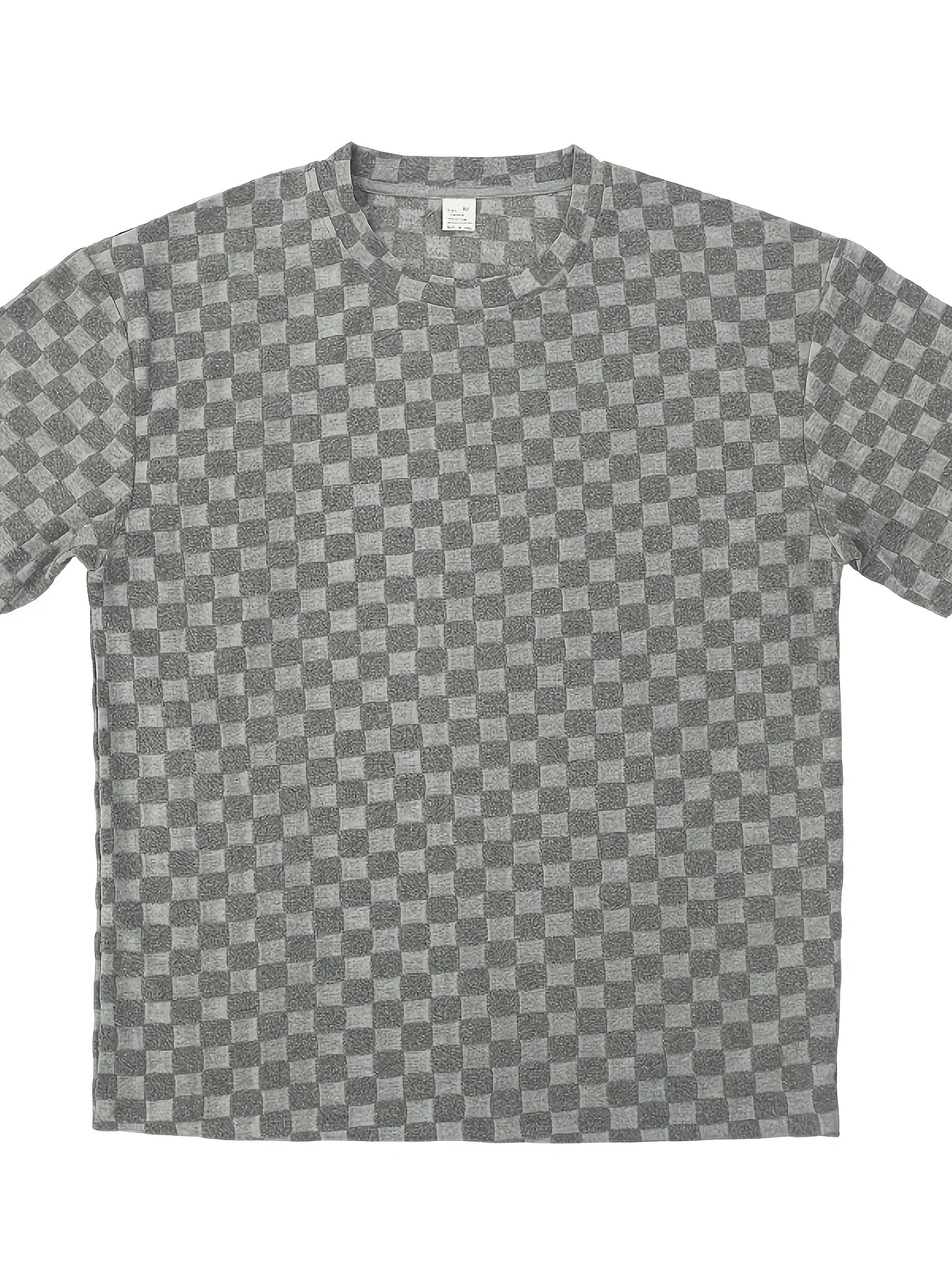 Men's Summer Jacquard Plaid Short Sleeve T-Shirt and Loose Straight Leg Casual Shorts Set