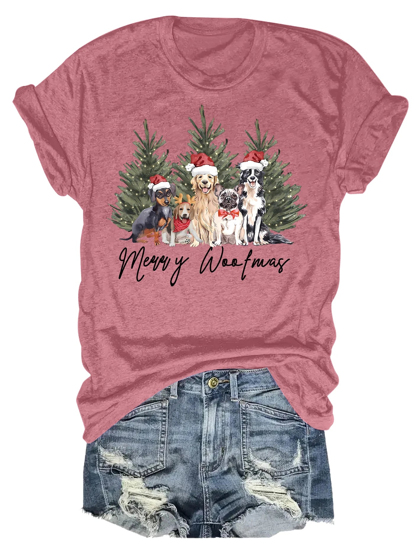 Spring And Summer Christmas Printed T Shirt Casual Short Sleeve Round Neck T Shirt Fashion Women's Clothing