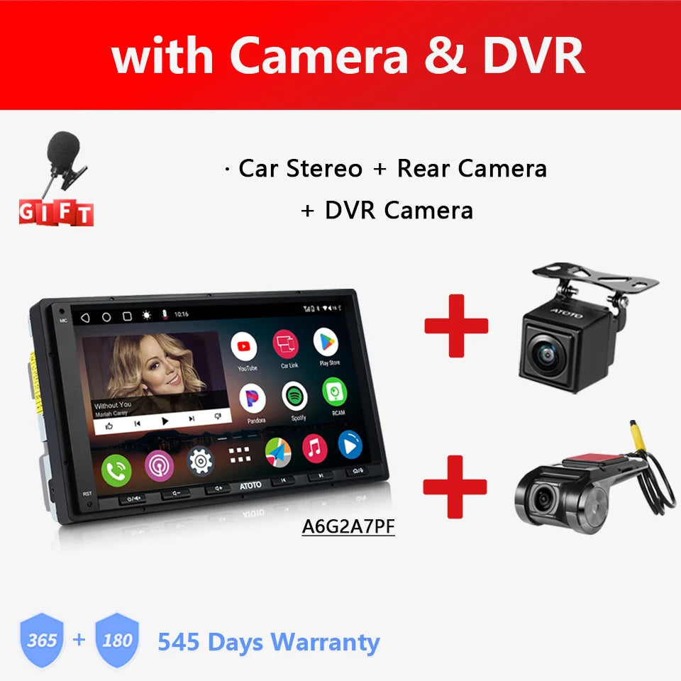 ATOTO A6 PF Universal 7 Inch Android Car Stereo Double Din Multimedia Player Wireless Carplay Screen Display Android Bluetooth Radio