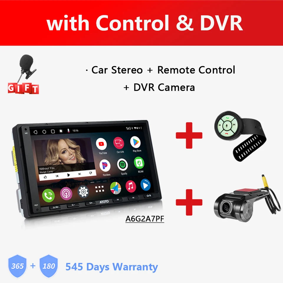 ATOTO A6 PF Universal 7 Inch Android Car Stereo Double Din Multimedia Player Wireless Carplay Screen Display Android Bluetooth Radio
