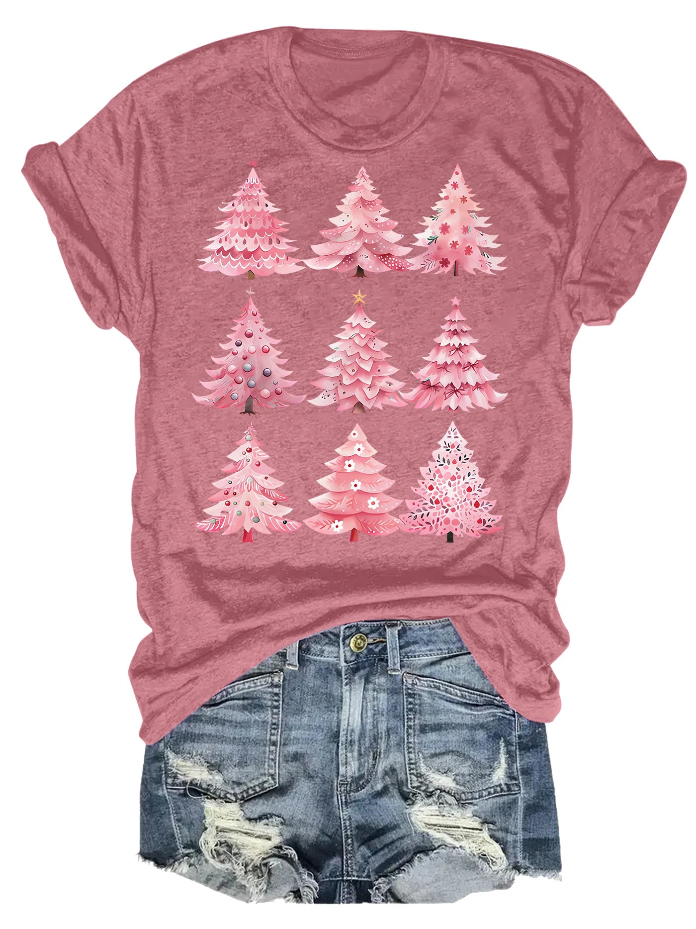 Spring And Summer Christmas Printed T Shirt Casual Short Sleeve Round Neck T Shirt Fashion Women's Clothing