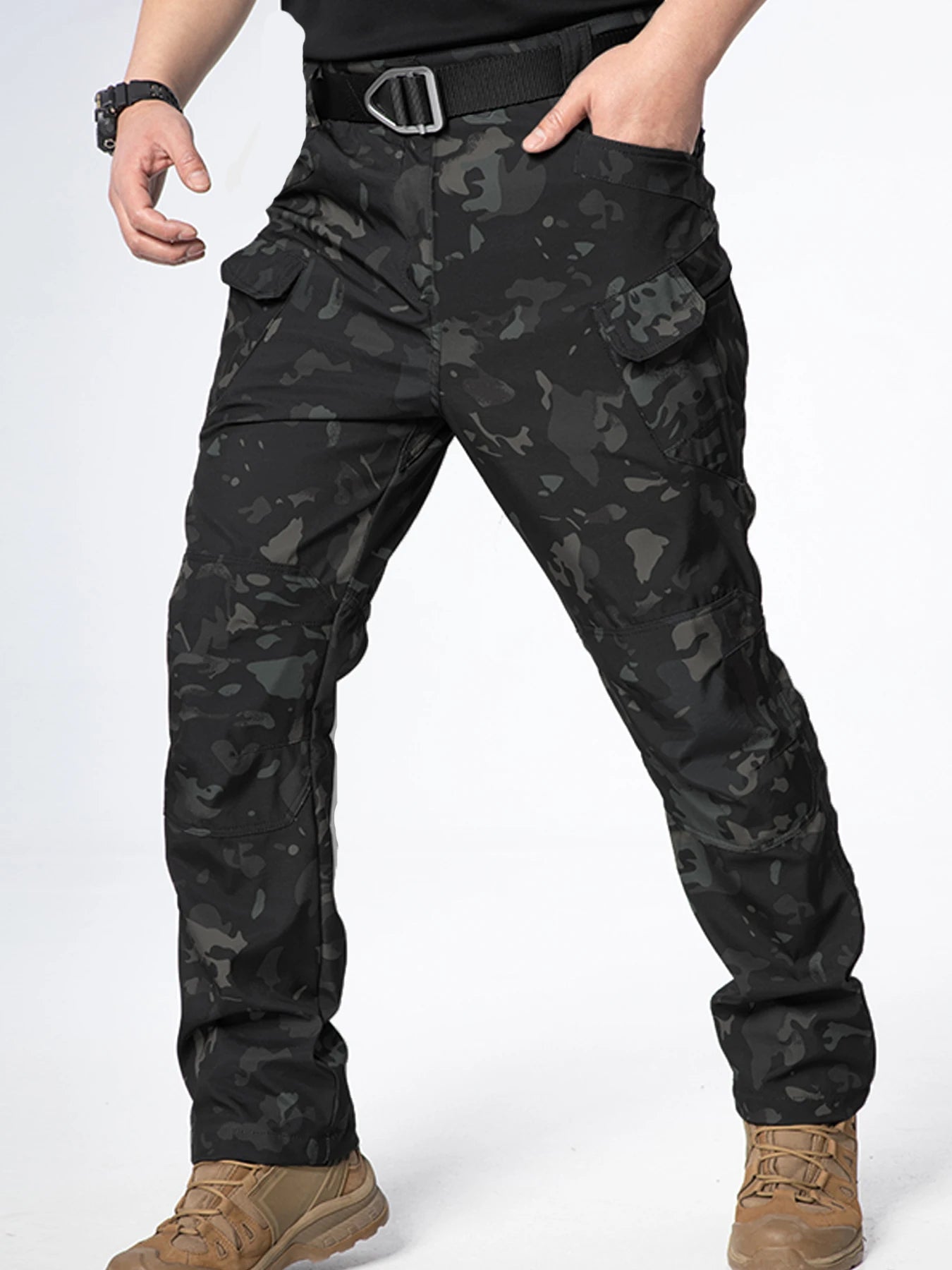 Wear Resistant Multi-Pocket Straight Cargo Trousers for Men Outdoor Jogging Tactical Pants Casual Spring Autumn