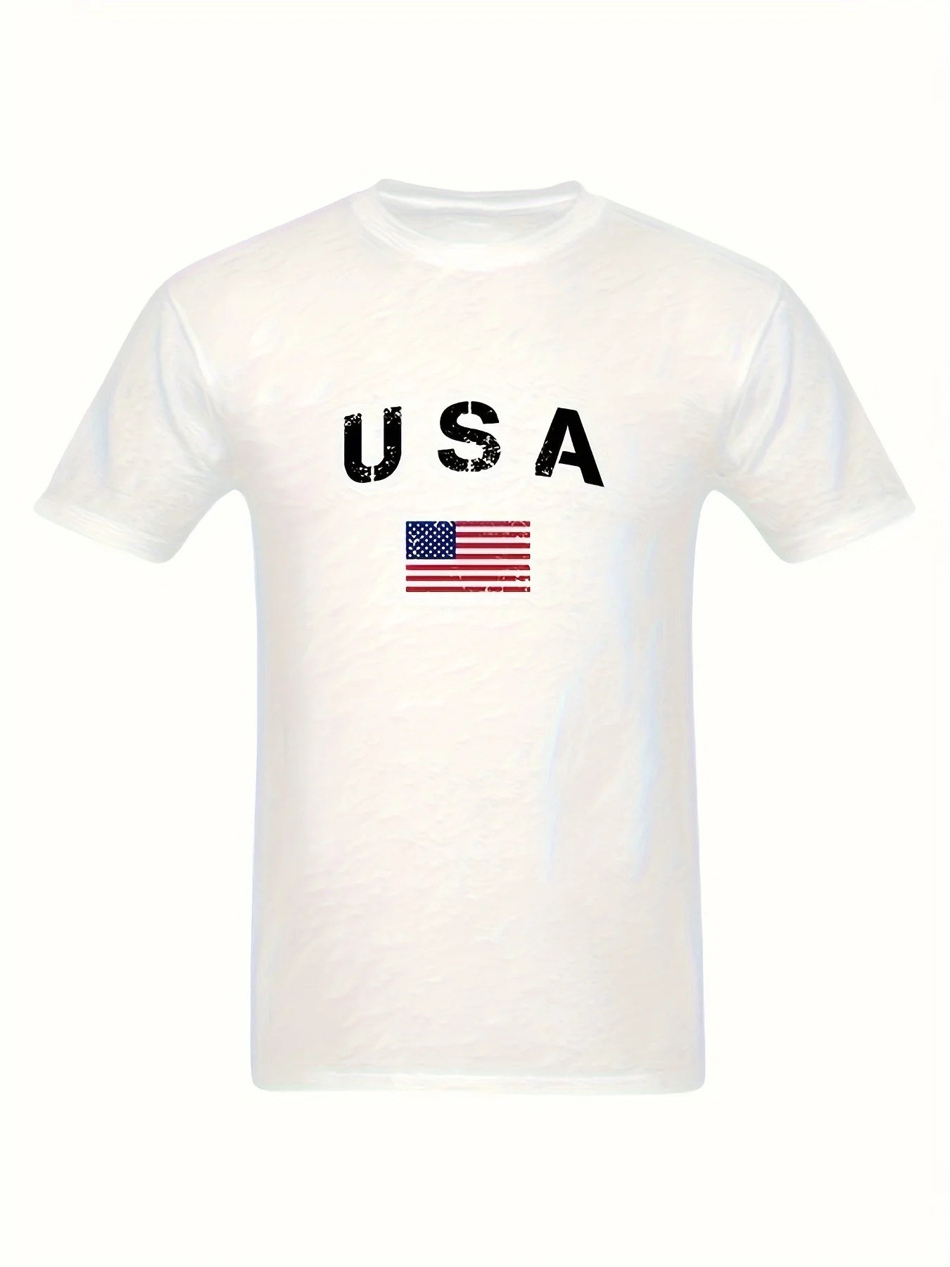 Men's American Flag USA Letter Print T-Shirt 100 Percent Cotton Crew Neck Short Sleeve Tee Casual Streetwear
