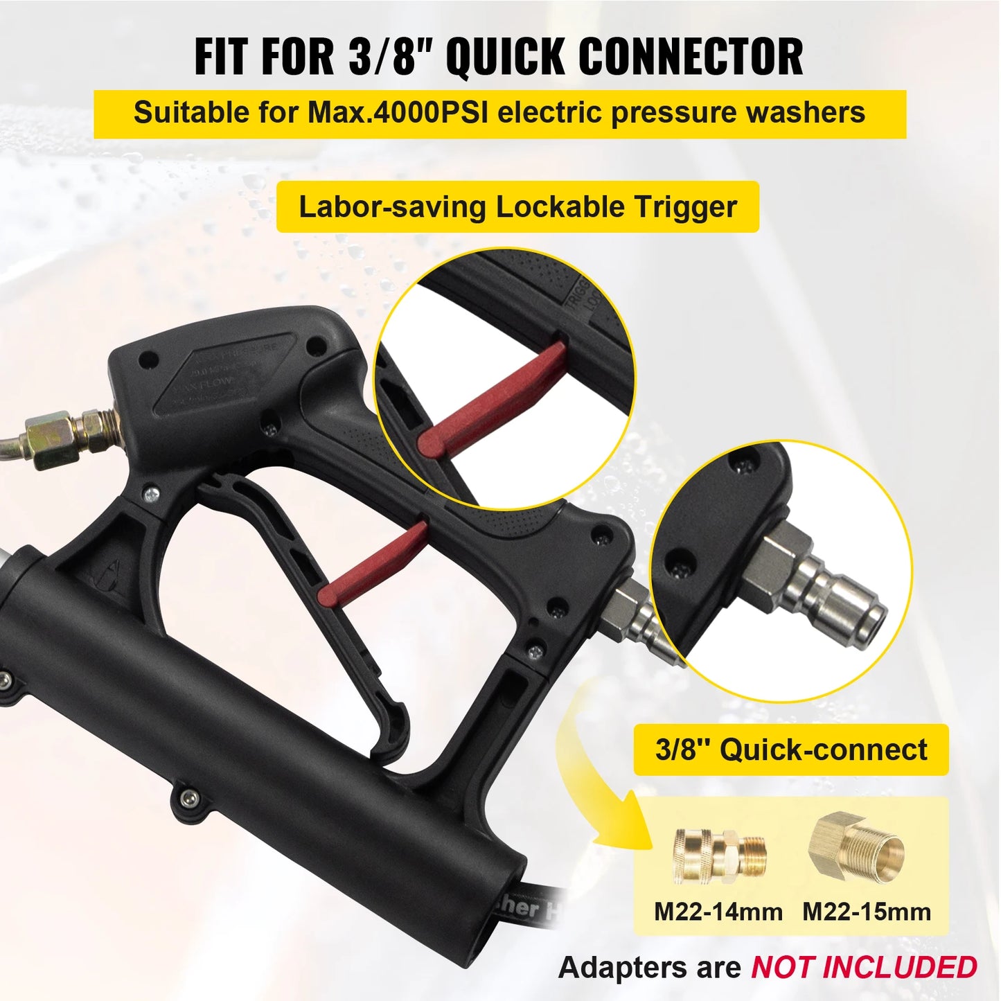 VEVOR 18 20ft Telescoping Pressure Washer Wand 4000psi with Strap Belt 3/8 Inch Quick Connector Extension Pole for Power Washer Spray
