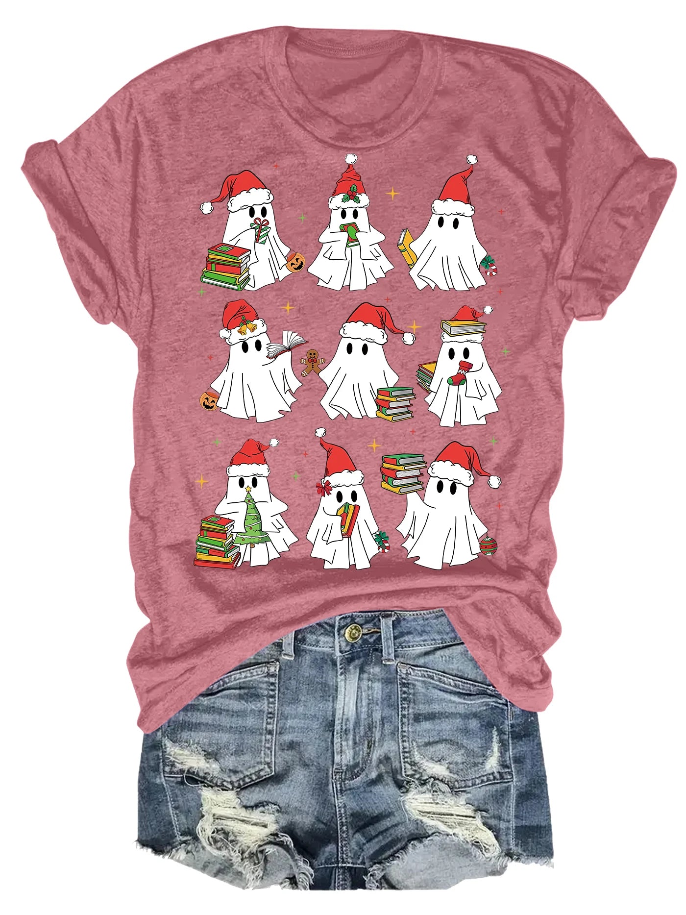 Spring And Summer Christmas Printed T Shirt Casual Short Sleeve Round Neck T Shirt Fashion Women's Clothing
