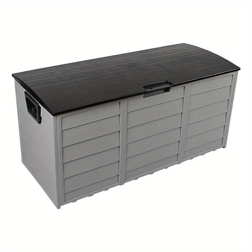 All Weather Deck Box Storage with Wheels UV Pool Shed Bin Backyard Porch 75 Gallons