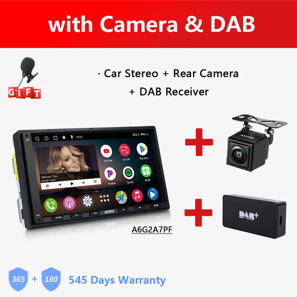 ATOTO A6 PF Universal 7 Inch Android Car Stereo Double Din Multimedia Player Wireless Carplay Screen Display Android Bluetooth Radio
