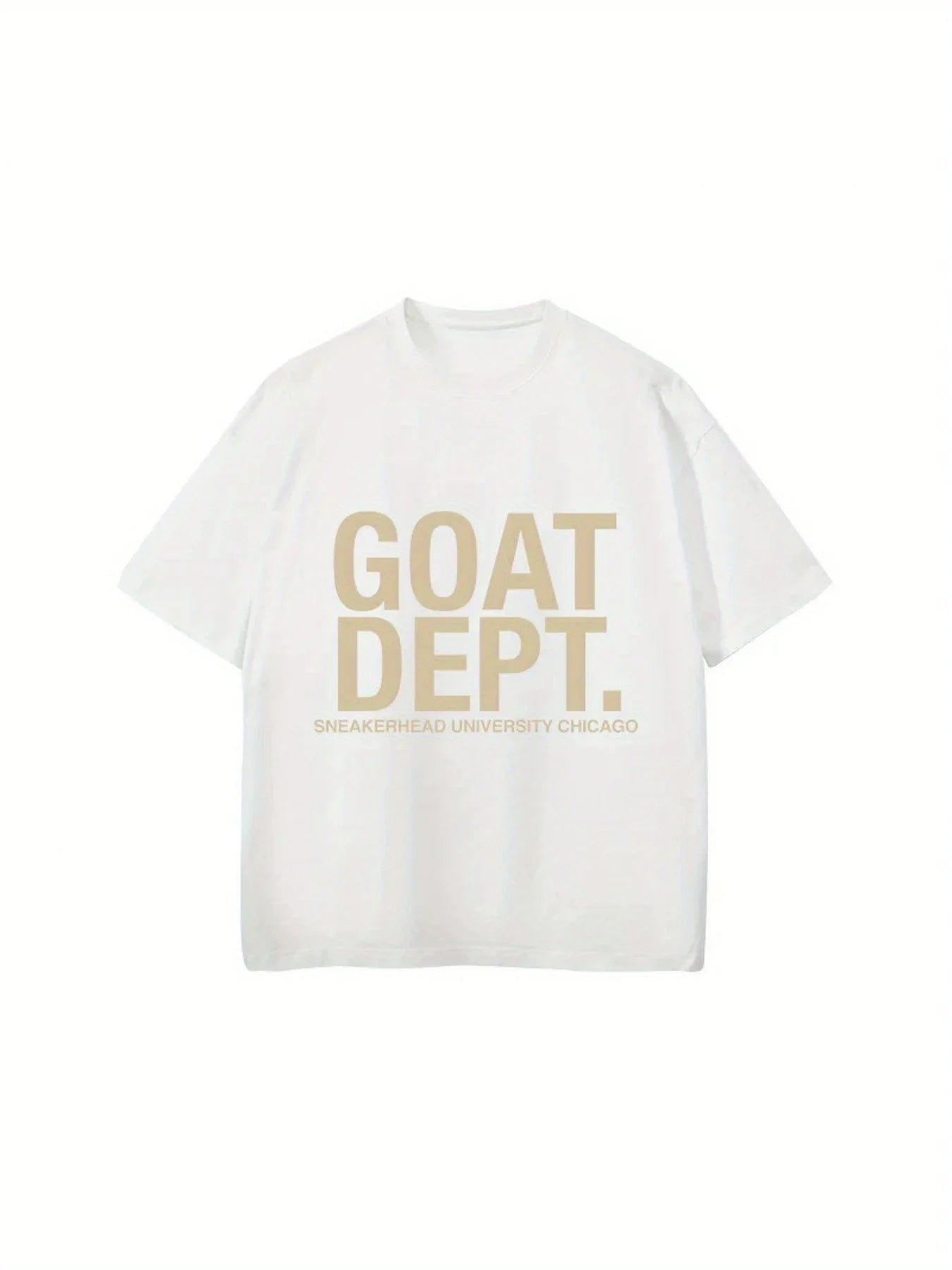 Goat Dept Men's Casual Oversized Letter Print T-Shirt Trendy Round Neck Short Sleeve Tee for Summer