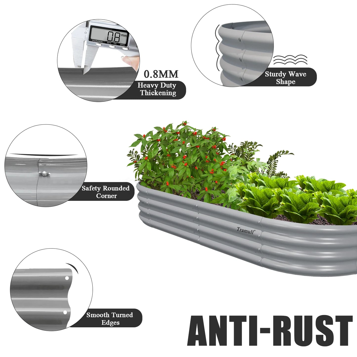 2 Pack 6x3x1 Foot Galvanized Raised Garden Bed Kit Oval Metal Planter Box Outdoor Planter Raised Beds for Vegetable Flower and Herbs