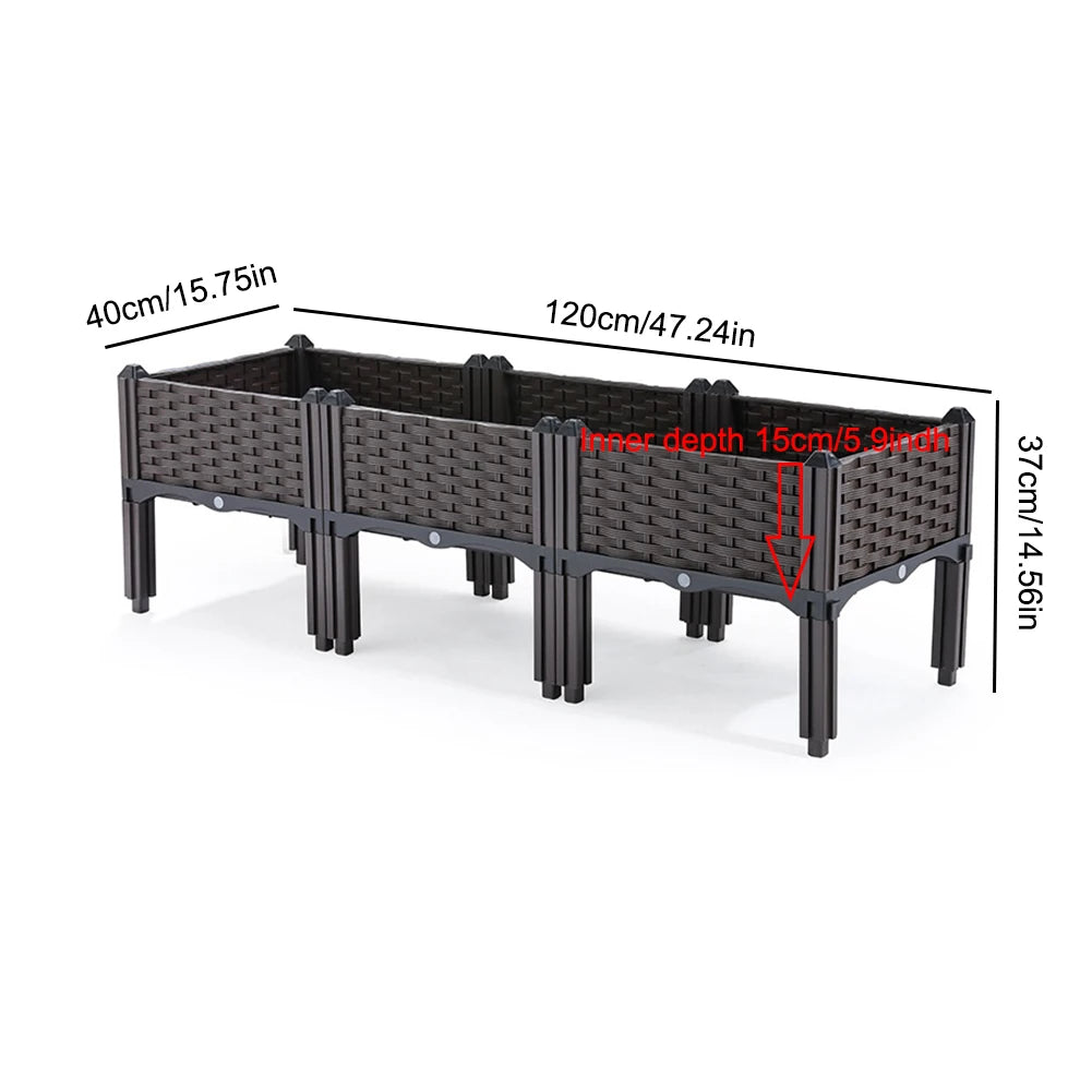 Plastic Raised Planter Box with Legs Elevated Garden Bed with Drainage Holes Propagation Container for Patio Balcony Gardening