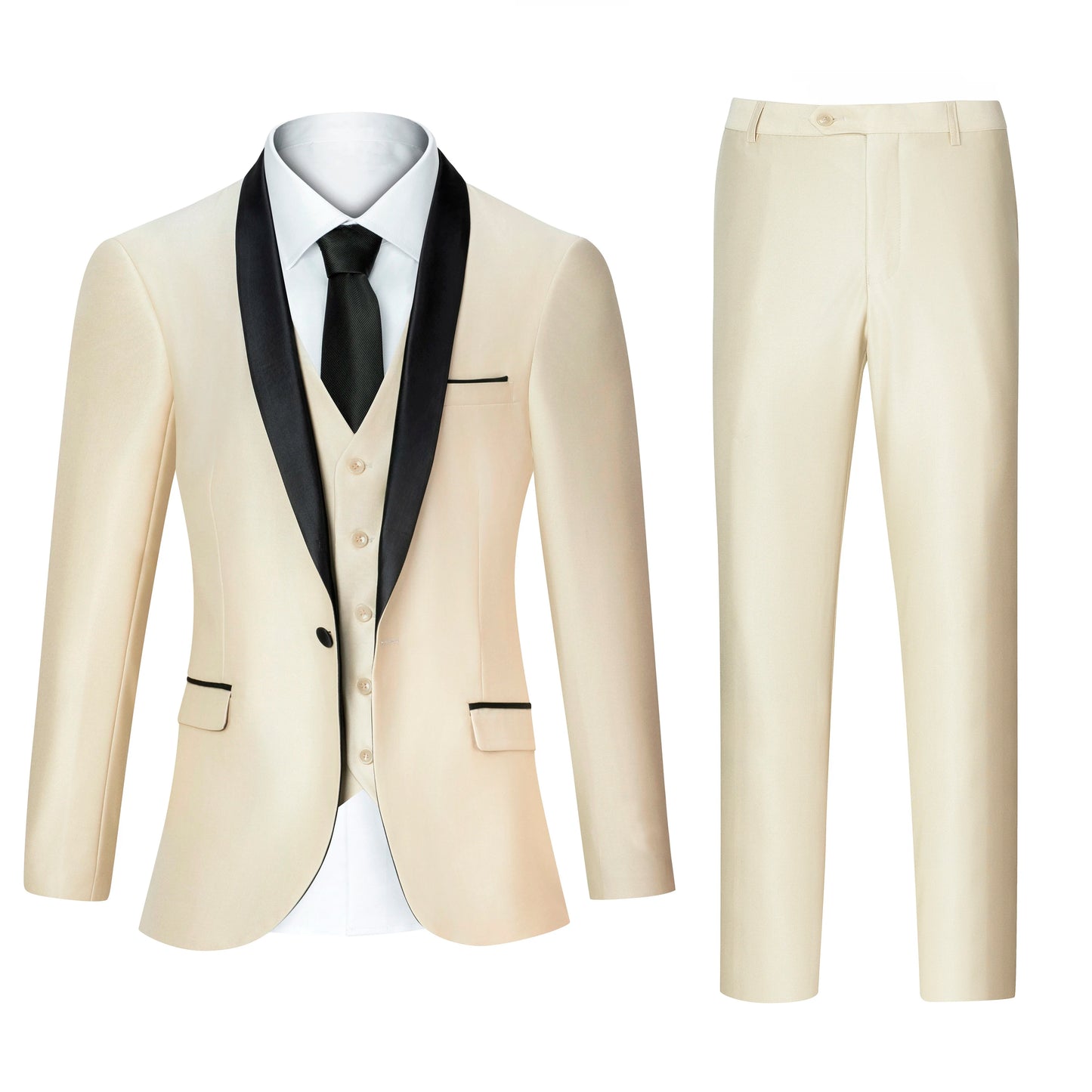 New Luxury Party Stage Men's Tuxedo 3 Piece Suit Set Jacket Trousers Vest Blazer Regular Fit