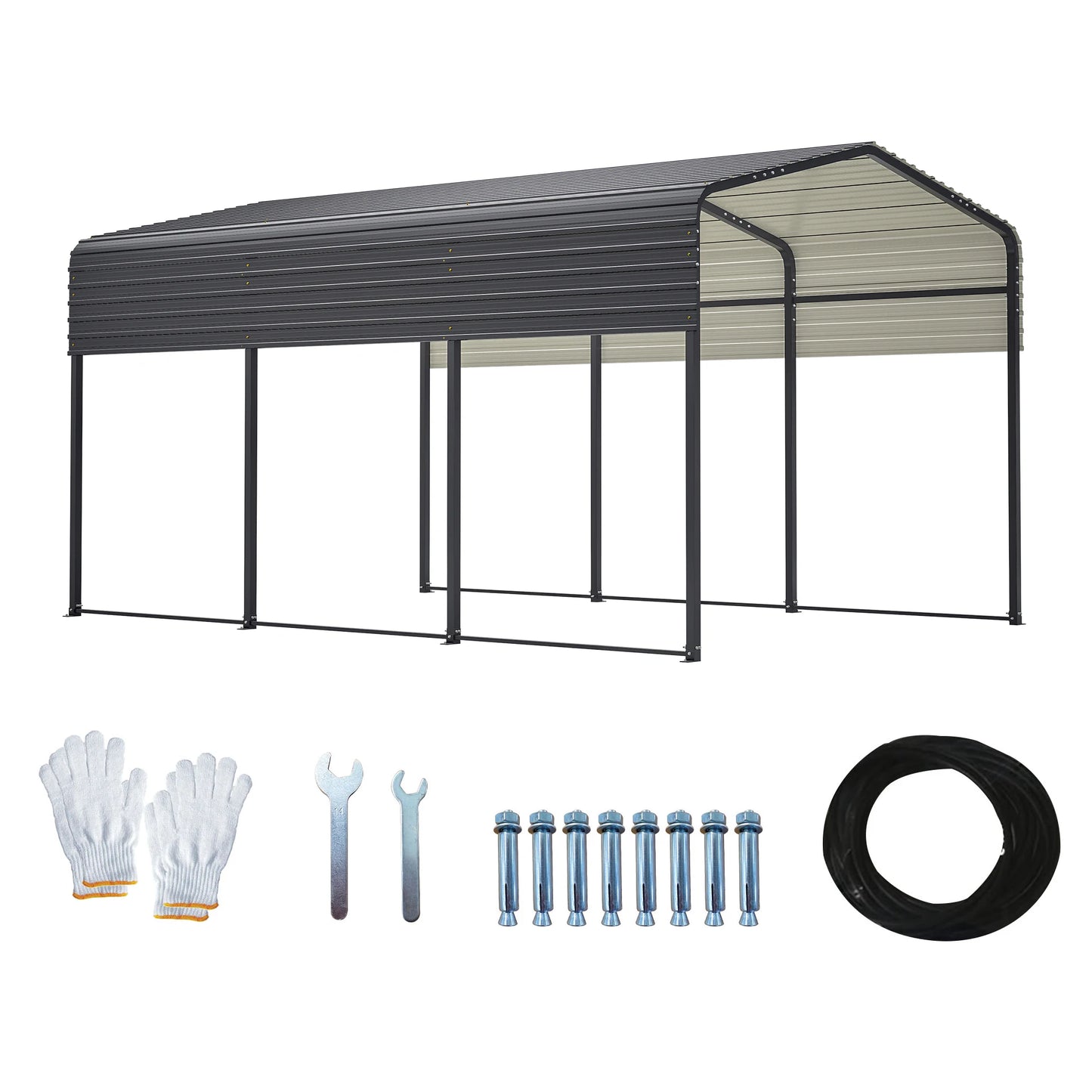 LZBEITEM 13x20 Heavy Duty Metal Carport with Galvanized Steel Roof Outdoor Carport Kits