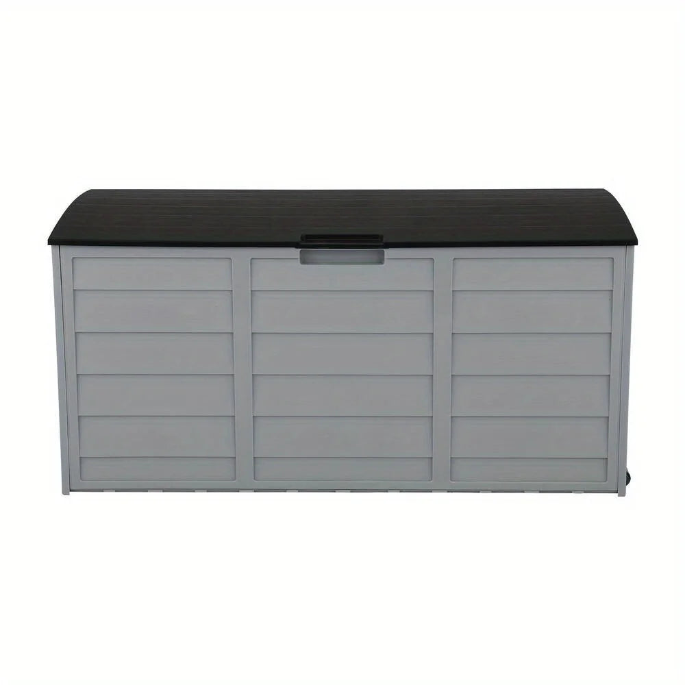 All Weather Deck Box Storage with Wheels UV Pool Shed Bin Backyard Porch 75 Gallons