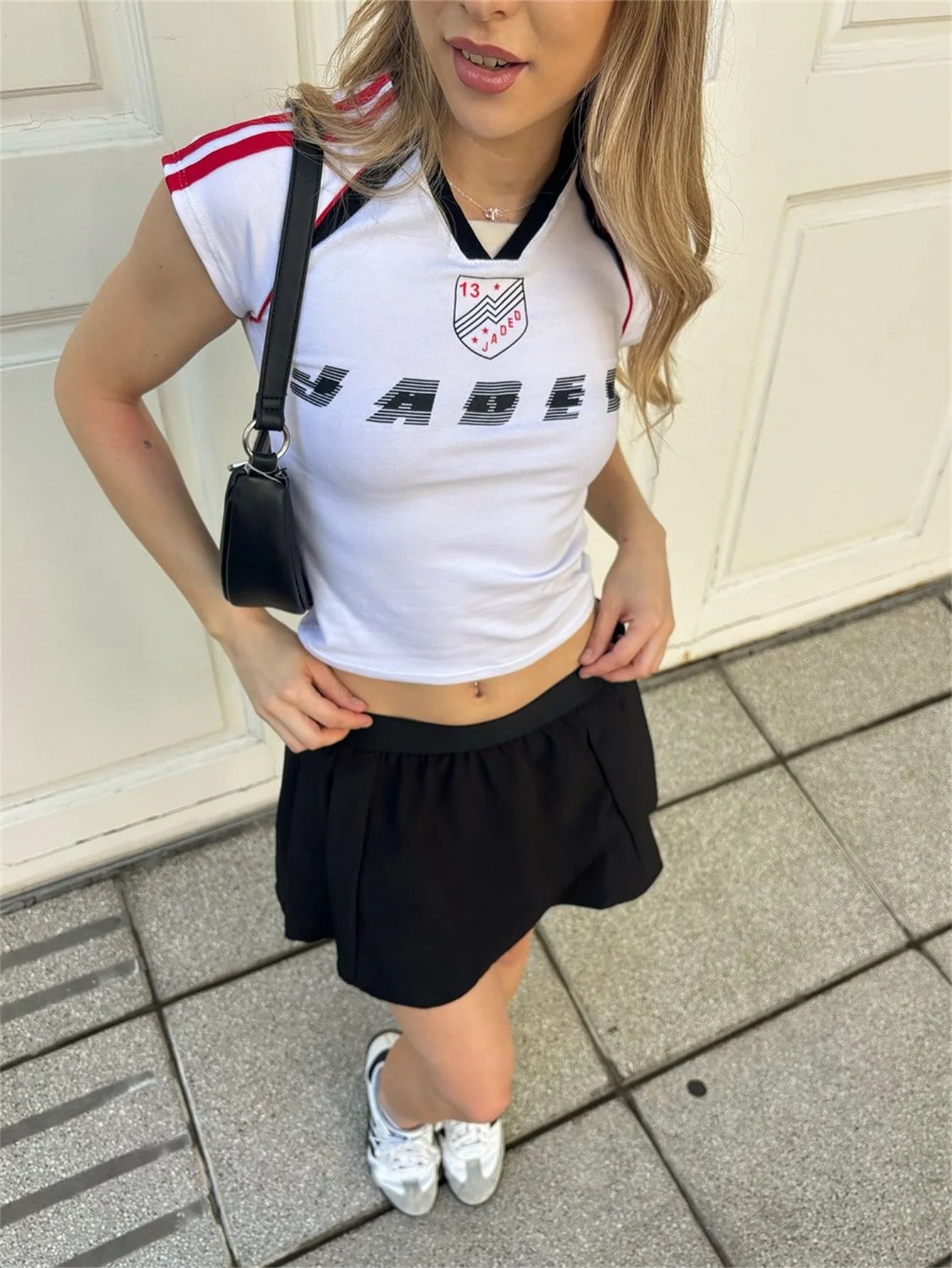 2025 Women's Summer Retro Sports Style Shorts Suit Slim Fit Letter Print Short Sleeved Top Y2K Fashion
