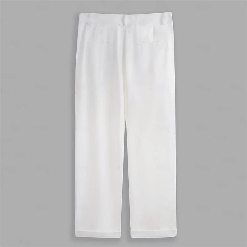 Men's Fit Dress Pants Solid Color Flat Front Trousers Classic Business Casual Suit Pants Modern Formal Wear Hemmed Bottoms