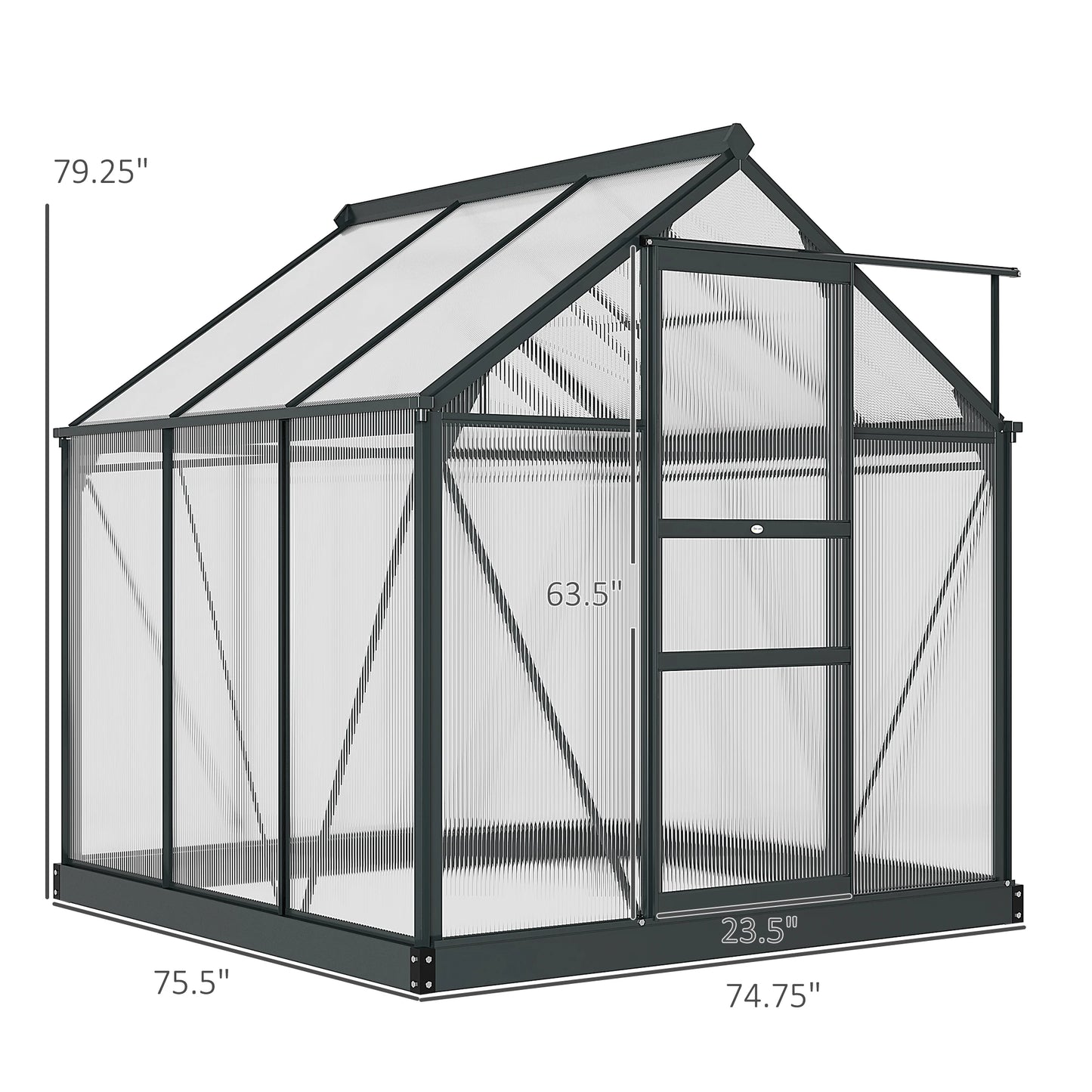 6 Foot X 6 Foot X 7 Foot Greenhouse Aluminum Frame Walk In Outdoor Plant Garden Polycarbonate