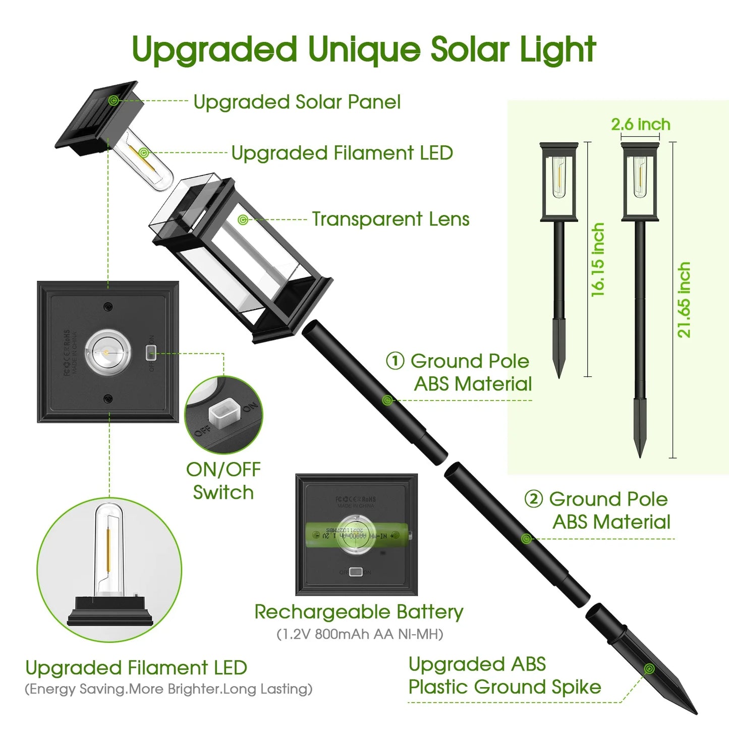 12 Pack Upgraded Solar Lights 2700K Warm White Super Bright 12 Hours for Yard Garden Walkway