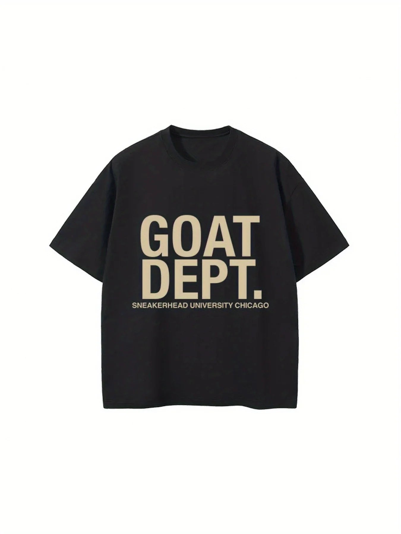 Goat Dept Men's Casual Oversized Letter Print T-Shirt Trendy Round Neck Short Sleeve Tee for Summer