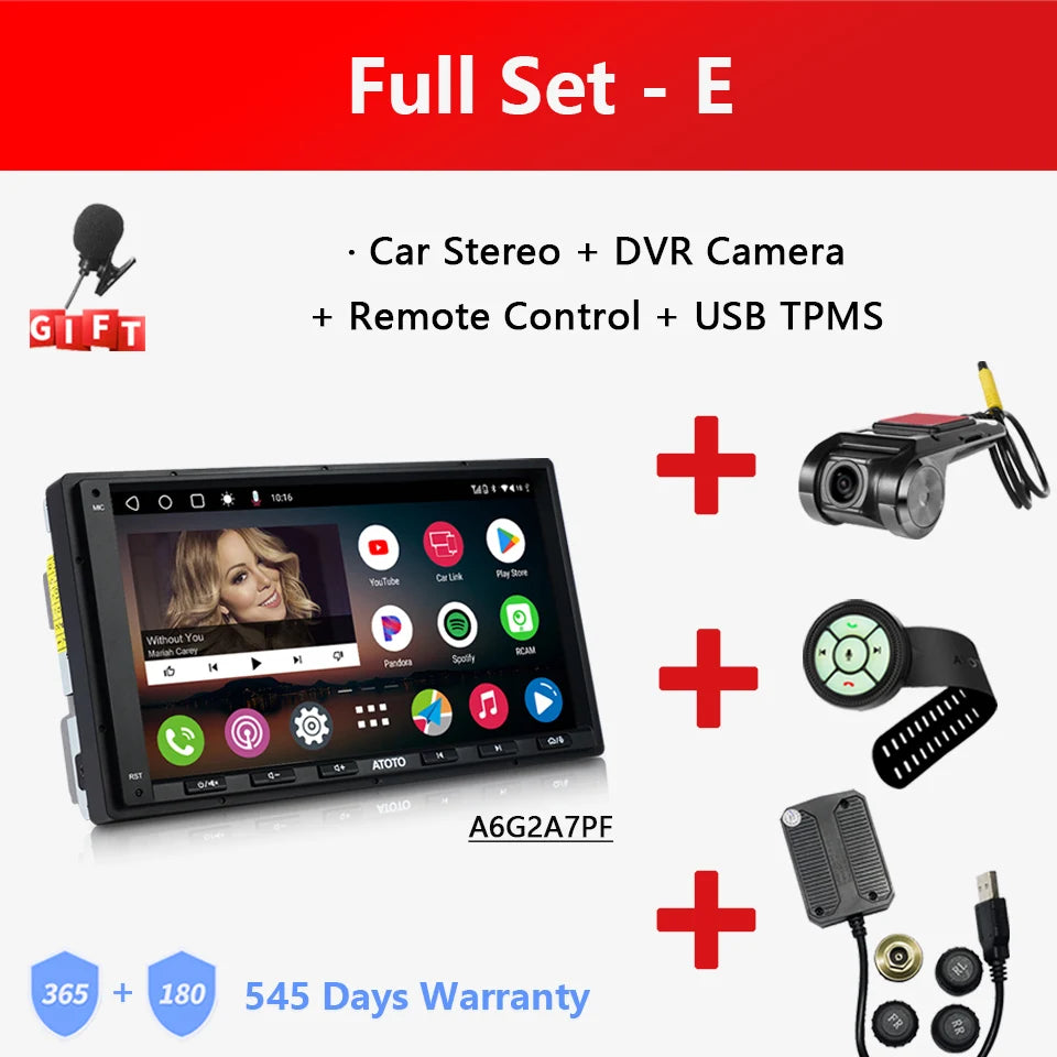 ATOTO A6 PF Universal 7 Inch Android Car Stereo Double Din Multimedia Player Wireless Carplay Screen Display Android Bluetooth Radio