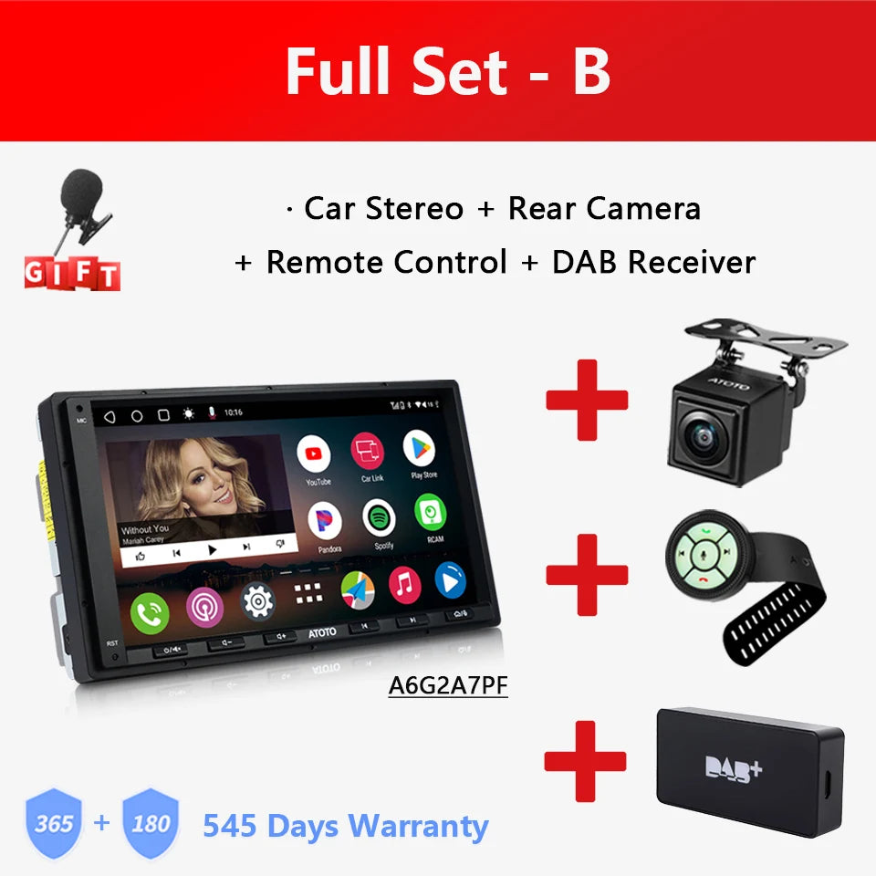 ATOTO A6 PF Universal 7 Inch Android Car Stereo Double Din Multimedia Player Wireless Carplay Screen Display Android Bluetooth Radio