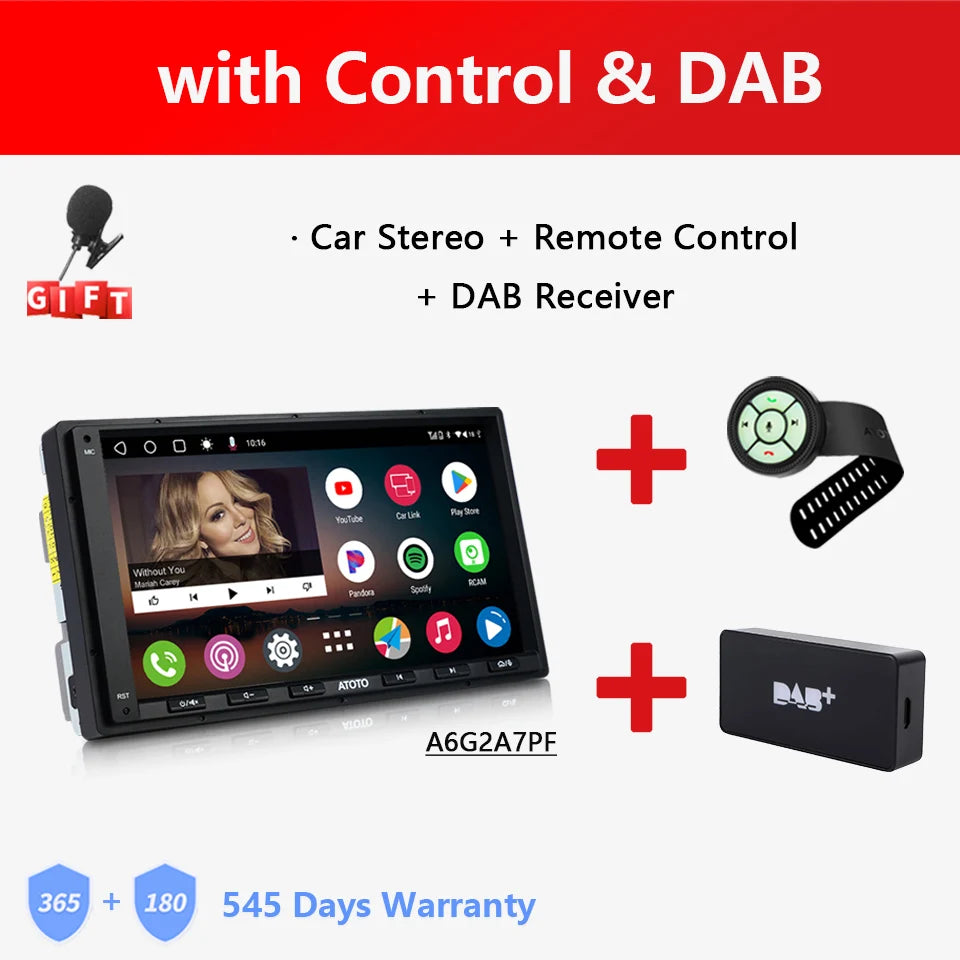 ATOTO A6 PF Universal 7 Inch Android Car Stereo Double Din Multimedia Player Wireless Carplay Screen Display Android Bluetooth Radio