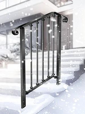 Redlife Handrails for Outdoor Steps Fit 2 to 4 Steps Wrought Iron Stair Railing for Concrete and Wooden Stairs