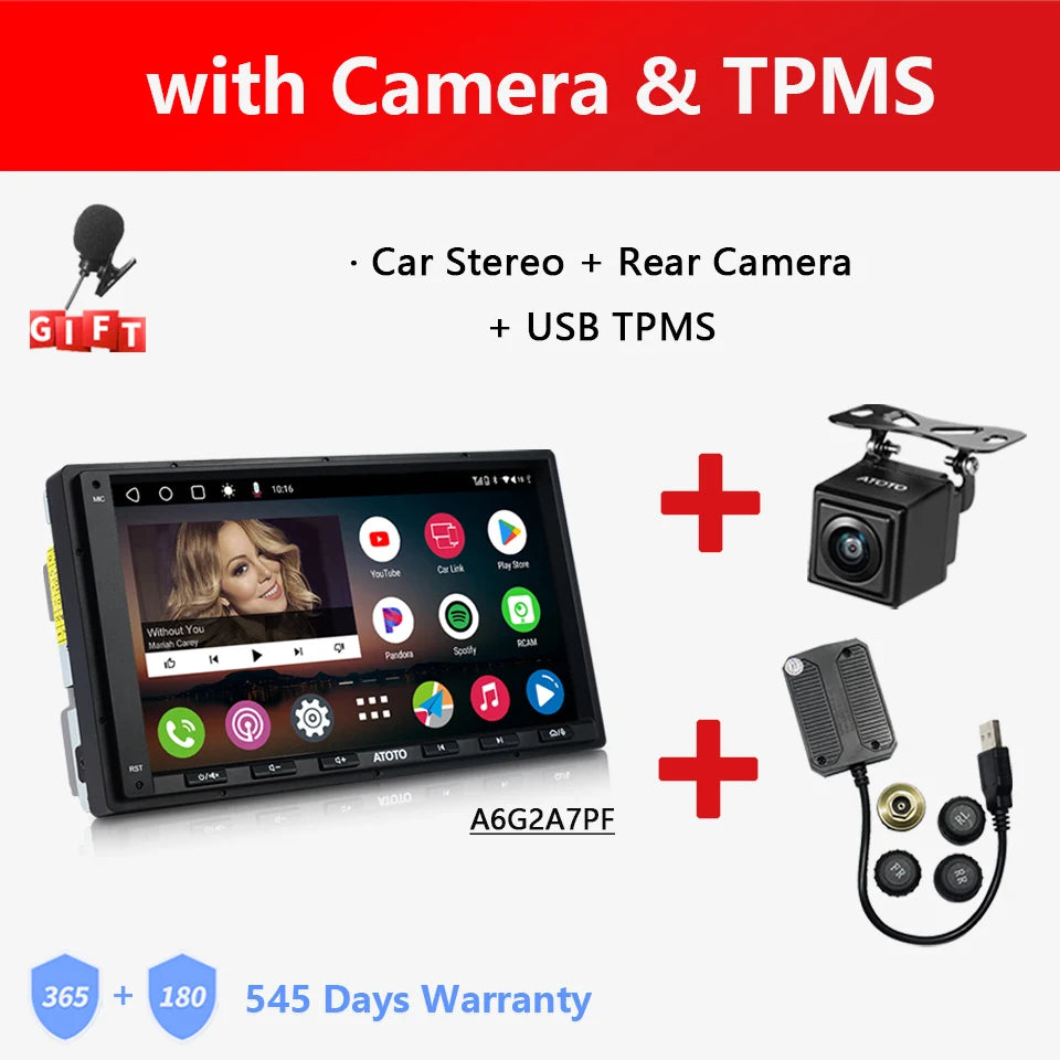 ATOTO A6 PF Universal 7 Inch Android Car Stereo Double Din Multimedia Player Wireless Carplay Screen Display Android Bluetooth Radio