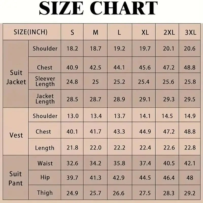 New Luxury Party Stage Men's Tuxedo 3 Piece Suit Set Jacket Trousers Vest Blazer Regular Fit